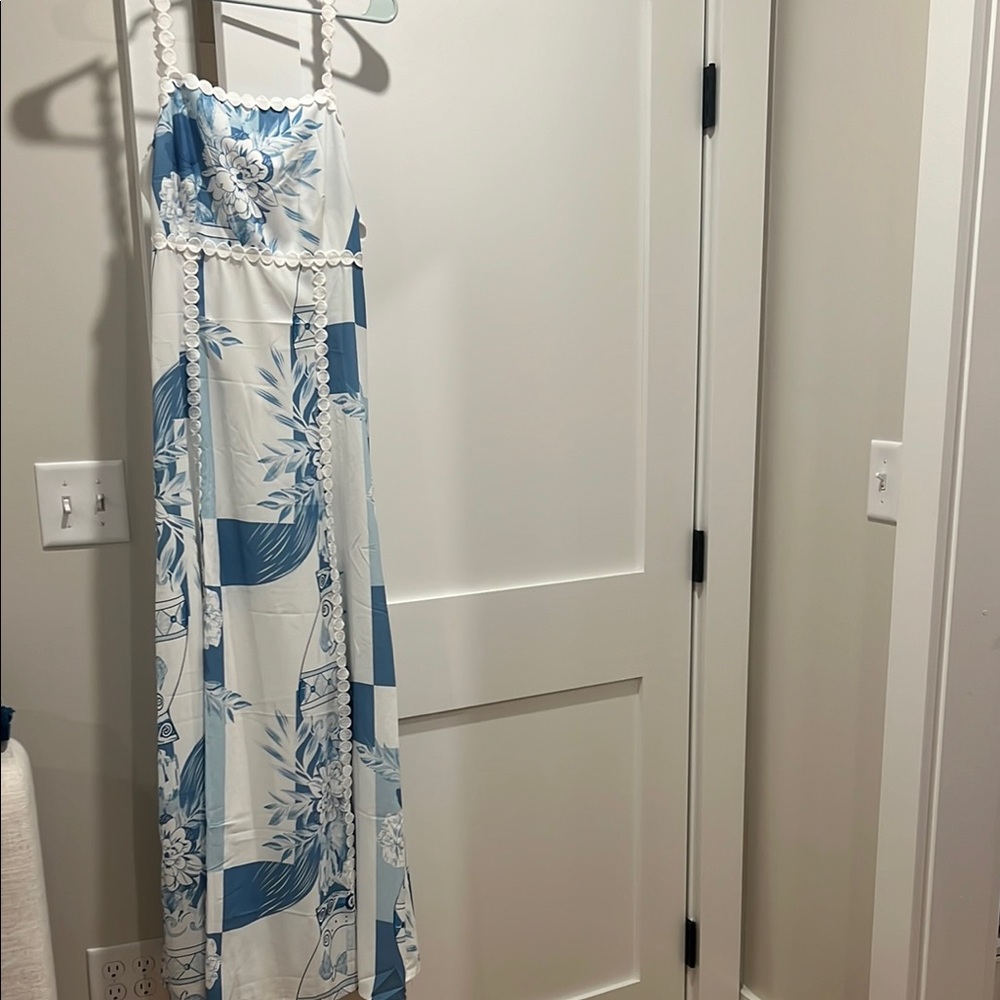 Blue and White Floral Dress